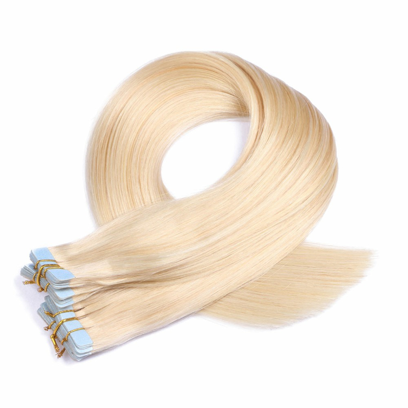 28-30 インチ PU ストレート ヘアエクステンション スキン横糸テープイン レミー バージン ブロンド