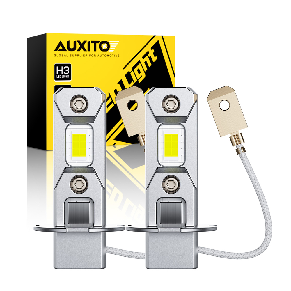 AUXITO 2 個 Canbus H3 LED フォグランプ電球 1:1 ミニサイズ H3 LED フォグランプ DRL 12V アンバーイエロー 6500K ホワイト 300% 明るい CSP チップ
