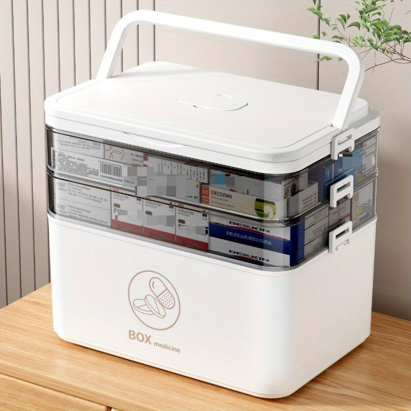 1pc 3 段薬キャビネット、薬オーガナイザー - 家族緊急保管ボックス |漏れにくい設計、家庭用にコンパクト