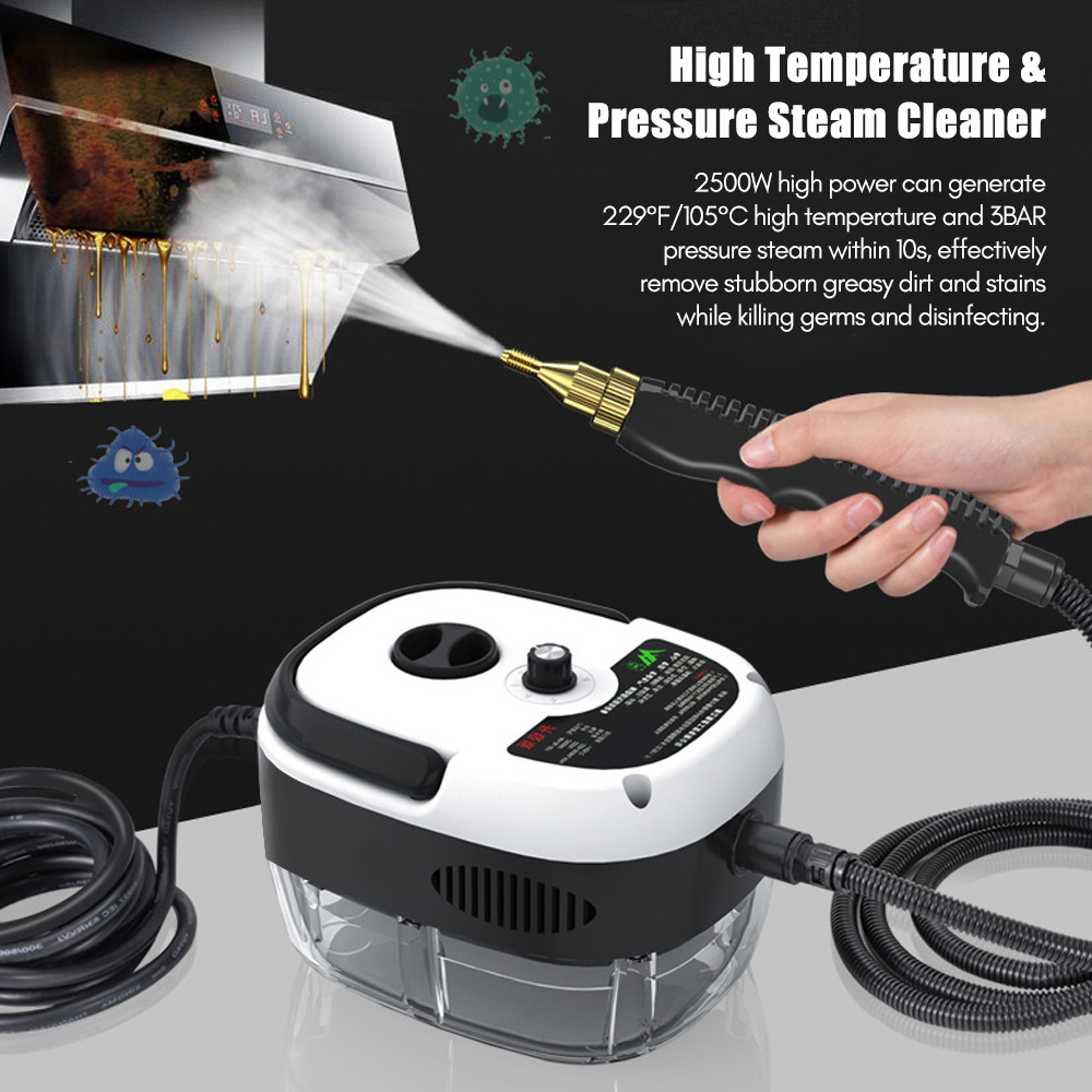 1500W Portable Handheld Steam Cleaner High Temperature Pressurized Steam Cleaning Machine with Brush Heads for Kitchen Furniture