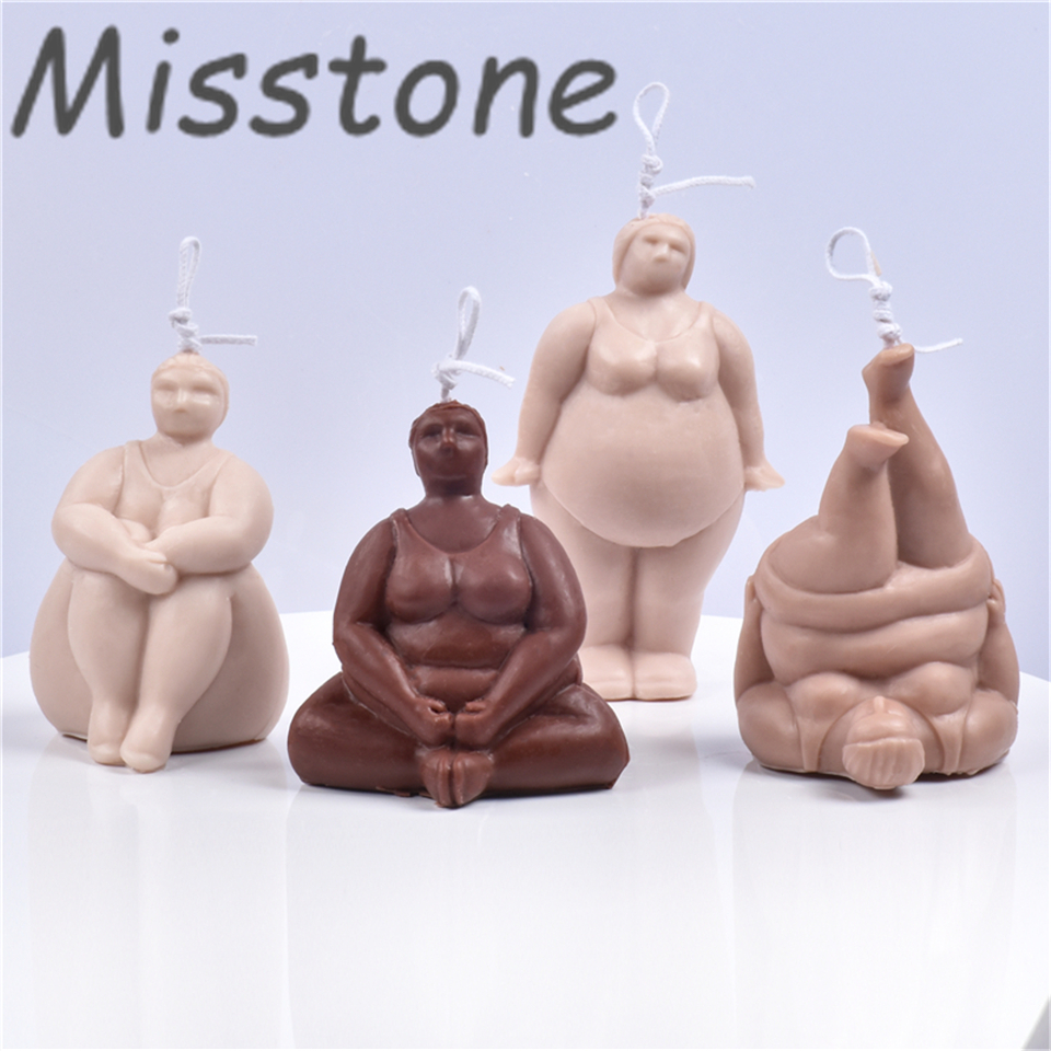 ヨガ女性キャンドルシリコーン型石膏アロマテラピー装飾胴体大豆ワックススポーツ装飾品 3D DIY
