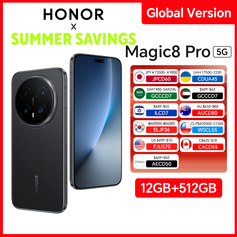 HONOR Magic8 Pro 12GB 512GB グローバルバージョン 5G スマートフォン 6.71 ''120Hz OLED ディスプレイ 200MP カメラ 7100mAh 100W スーパーチャージ