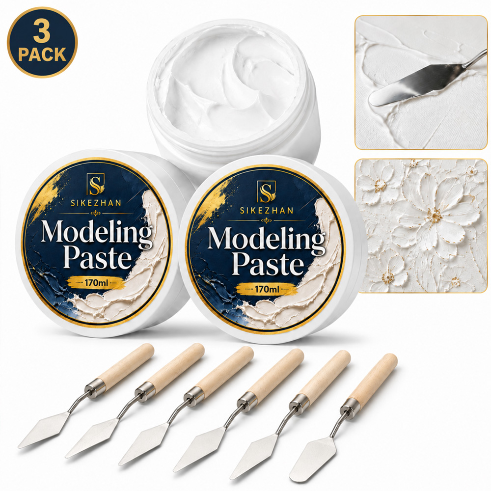 アクリルモデリングペースト 170ml テクスチャクリームセット 3 パック パレットナイフ付き キャンバス絵画レリーフアート DIY クラフト用品キット用