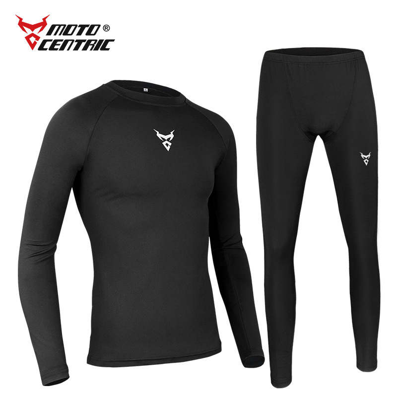 MOTOCENTRIC オートバイ下着速乾性セットメンズオートバイ汗服ベースレイヤータイトなロングジョンズトップス