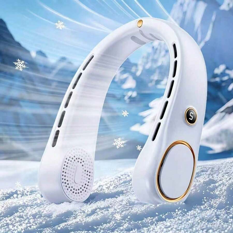 ポータブルネックファン、ハンズフリーブレードレスネックファン、USB充電式、360°冷却ネックファン、5段階速度調整、静音、3000mAhバッテリー駆動、ウェアラブルパーソナルファン、友人へのギフトに最適、Tr