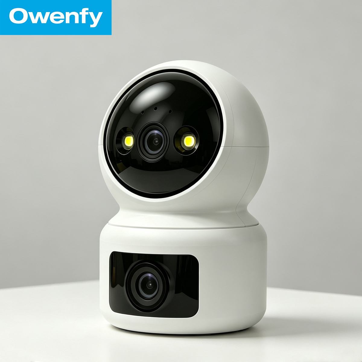Owenfy WiFi PTZ セキュリティカメラベビーモニター屋内デュアルレンズカラーナイトビジョン双方向オーディオモーション検出 CCTV IP カメラ