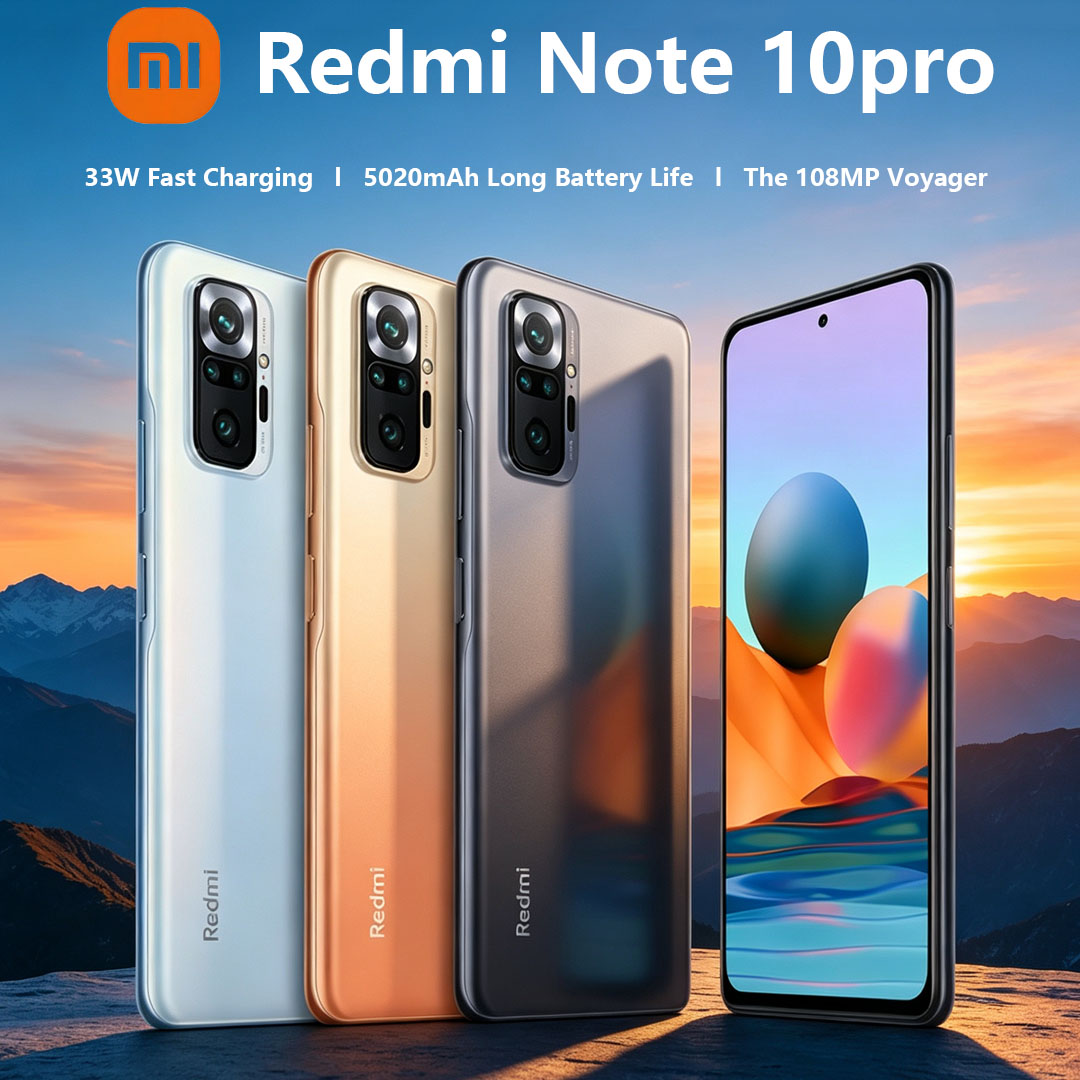 Xiaomi Redmi Note 10pro 4Gスマートフォン6.67インチスクリーン108MPカメラ5020mAhバッテリー33W充電予算携帯電話グローバルバージョン