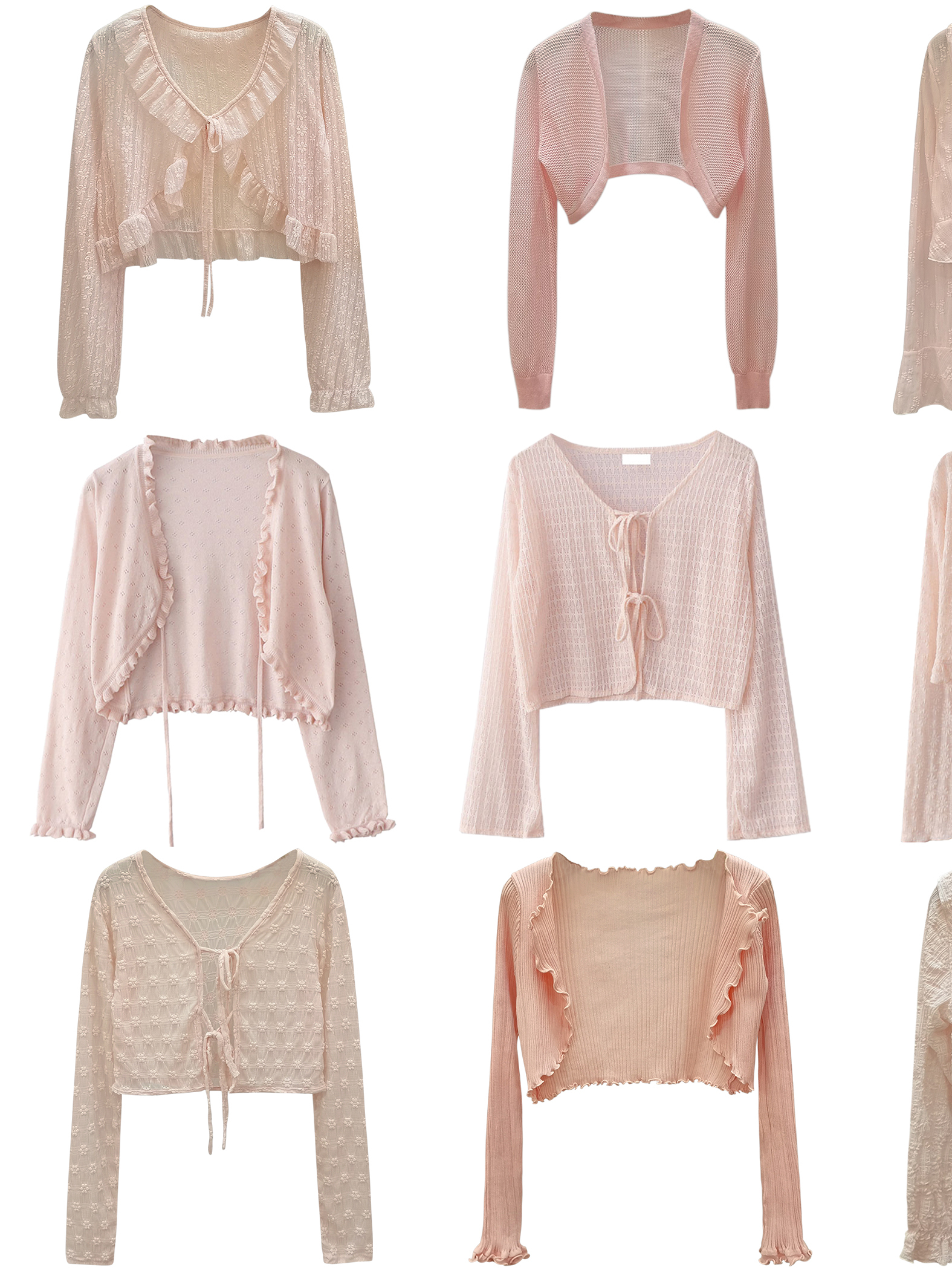 PAIXIANG ピンク レース シフォン オープン カーディガン レディース 夏 薄手 アウター 日焼け防止服 Sweet Sle レギュラー Sve Lon...