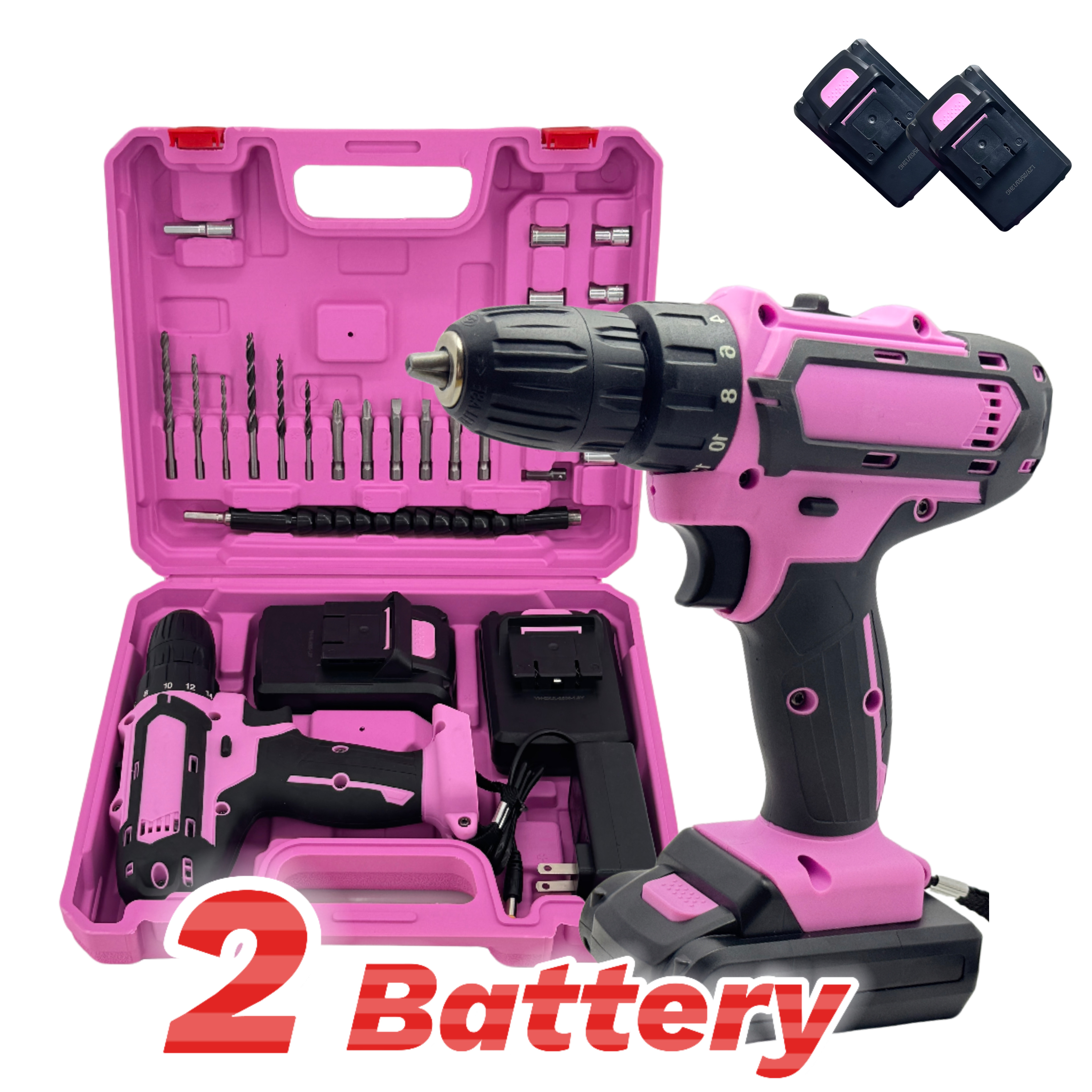 24本セット ブラシレス工業用ドリルキット 21V デュアルリチウム (2×1200mAh) 18 1 精密トルク 10mm メタルロックチャック スチール用 S