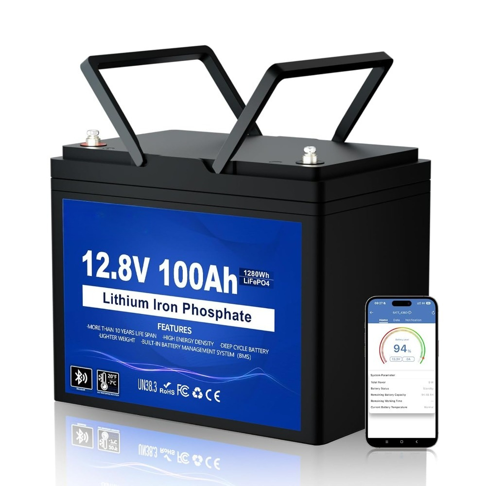 12V 100Ah グループ 24 LiFePO4 バッテリー、Bluetooth