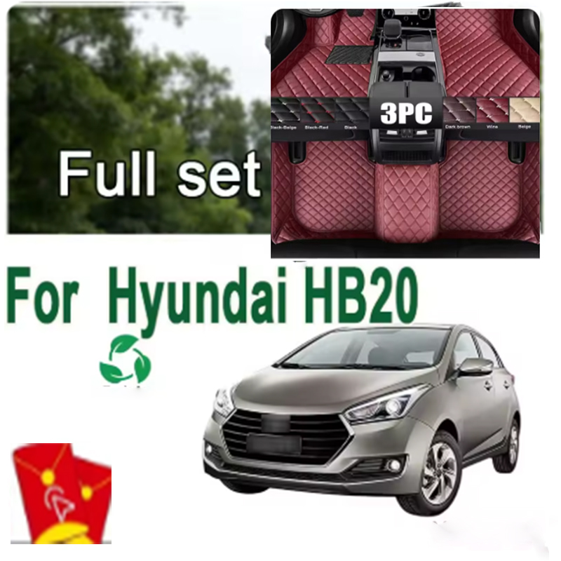 カスタマイズされた人工皮革車のフロアマットヒュンダイ HB20 2012 2013 2014 2015 2016 2017 2018 2019 2020 2021 2022 2023 25 自動車