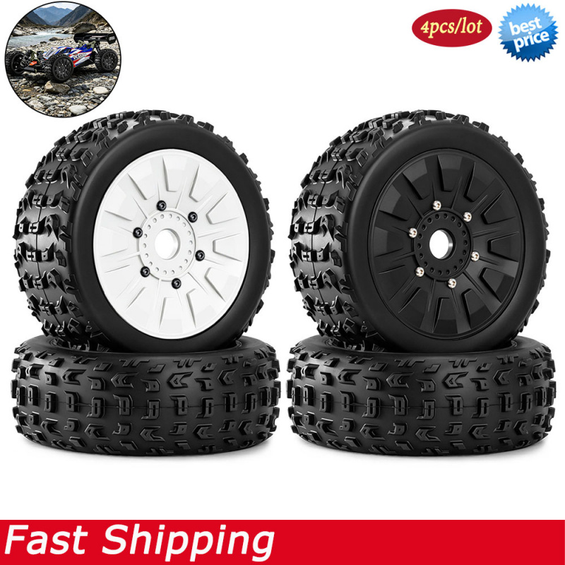 4 個 17 ミリメートル六角 RC オフロードゴムホイールタイヤ 118.6*42 ミリメートル 1/8 Arrma ティフォン トラクサス Jato FS 京商 RC カーアップグレードパーツ