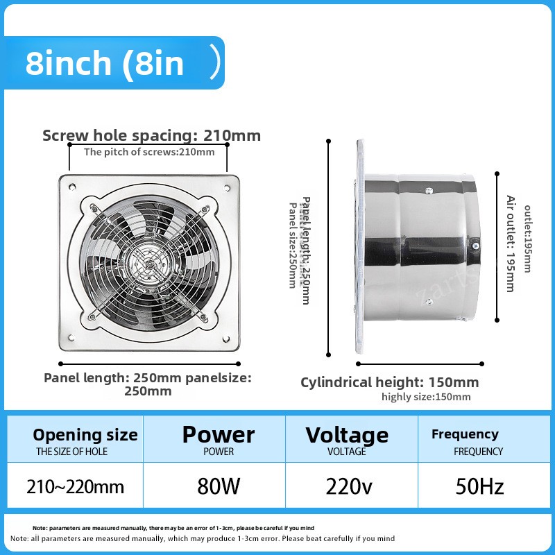 6''7''8'' ステンレス鋼キッチン換気扇排気ヒューム家庭用排気ファン排気ファン壁換気扇