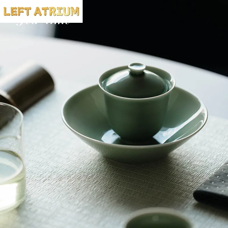 Yue 窯青磁 Gaiwan 中国茶チュリーン茶碗景徳鎮カバーボウルカンフー陶器ツールカップカンフー Gai Wan セット景徳プーアル