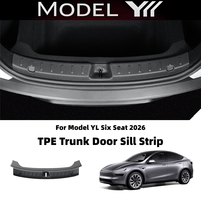 トランクしきい値ストリップテスラ新モデル YL 6 シート 2025 2026 TPE トランクドア敷居ストリップリア貨物アンチスクラッチプロテクターマット