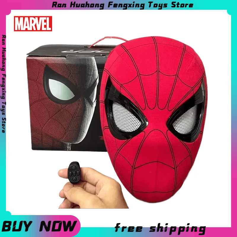 マスカラ スパイダーマン ヘッドギア マスク コスプレ 動く目 電子マスク スパイダーマン 1:1 リモコン弾性おもちゃ 大人 子供 ギフト