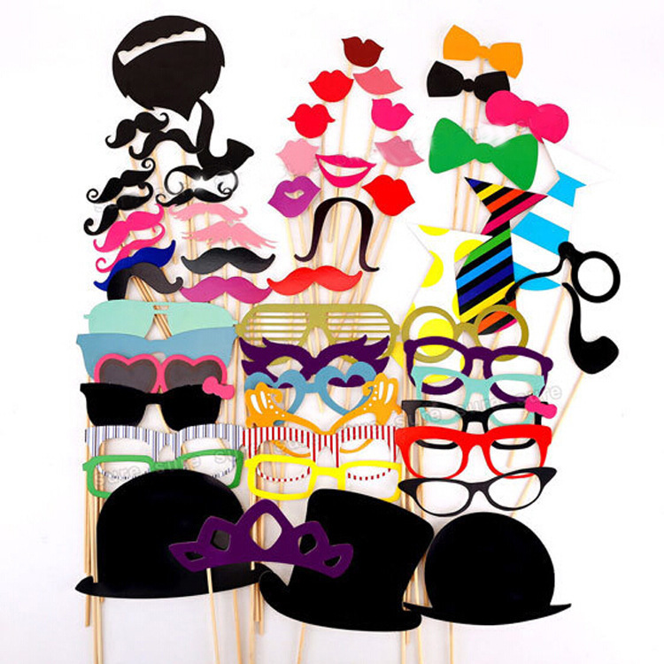 Photo Booth Props on a Stick DIY Kit for Wedding Birthday Party Decoration Favors Dress-up Photobooth Accessories PFB0096