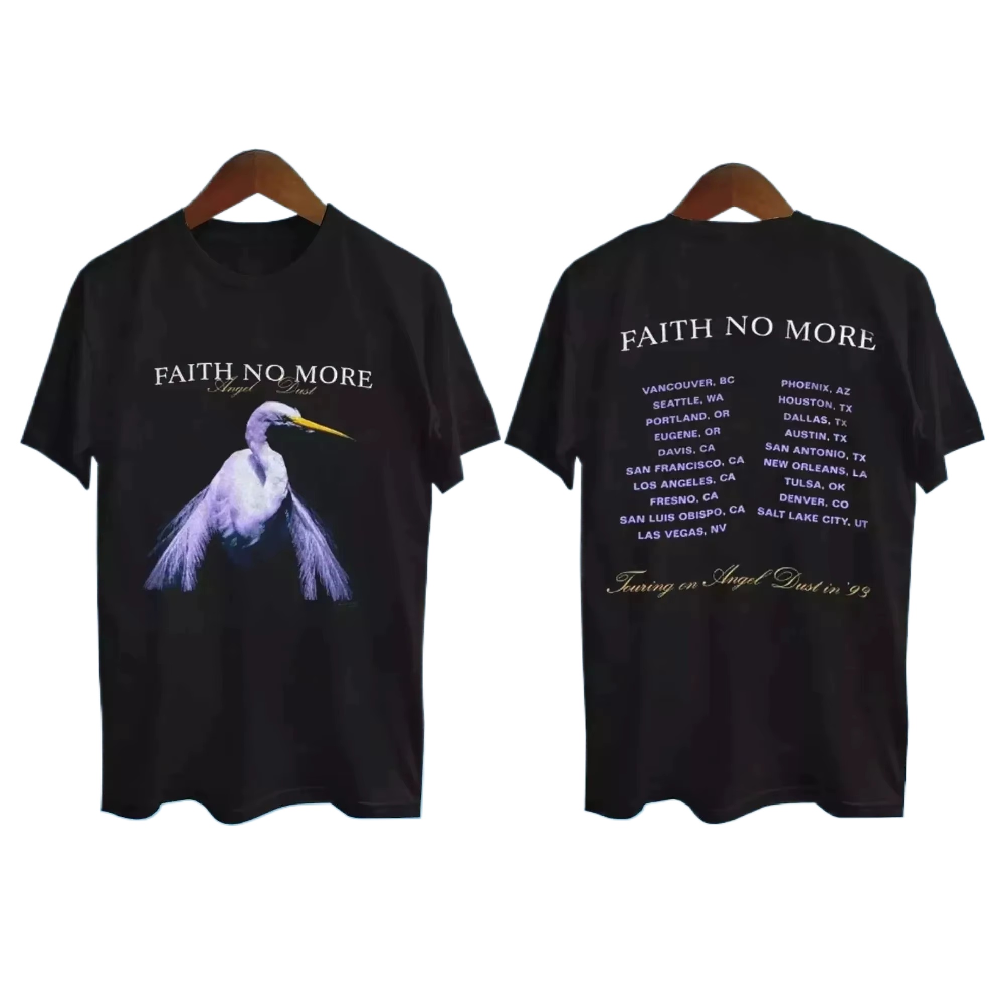 Y2k ヴィンテージ ロック トップス FAITH NO MORE エンジェル ダスト プリント Cpttpn T シャツ ストリート カジュアル半袖オーバー