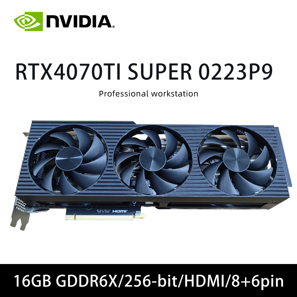 RTX 4070TI SUPER 16GB GPU 0223P9 Graphics Card For GDDR6X 256-bit PCI-E3.0 HDMI DP 6+8Pin 4070S Triple Fans Desktop Computer PC