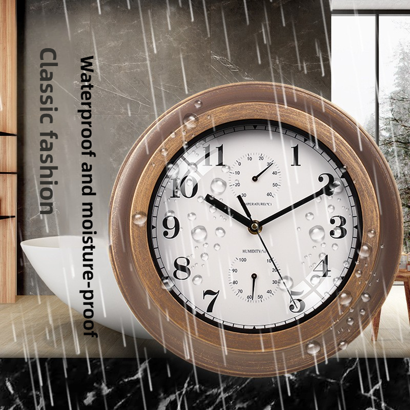 12 インチ屋外防水壁時計バスルームキッチンパティオショップリビングルーム装飾壁時計スタイリッシュなサイレント壁時計
