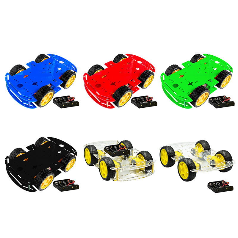 Arduino 用 5 色スマートカーキット 4WD スマートロボットカーシャーシキット車速度エンコーダとバッテリーボックス Diy 電子キット
