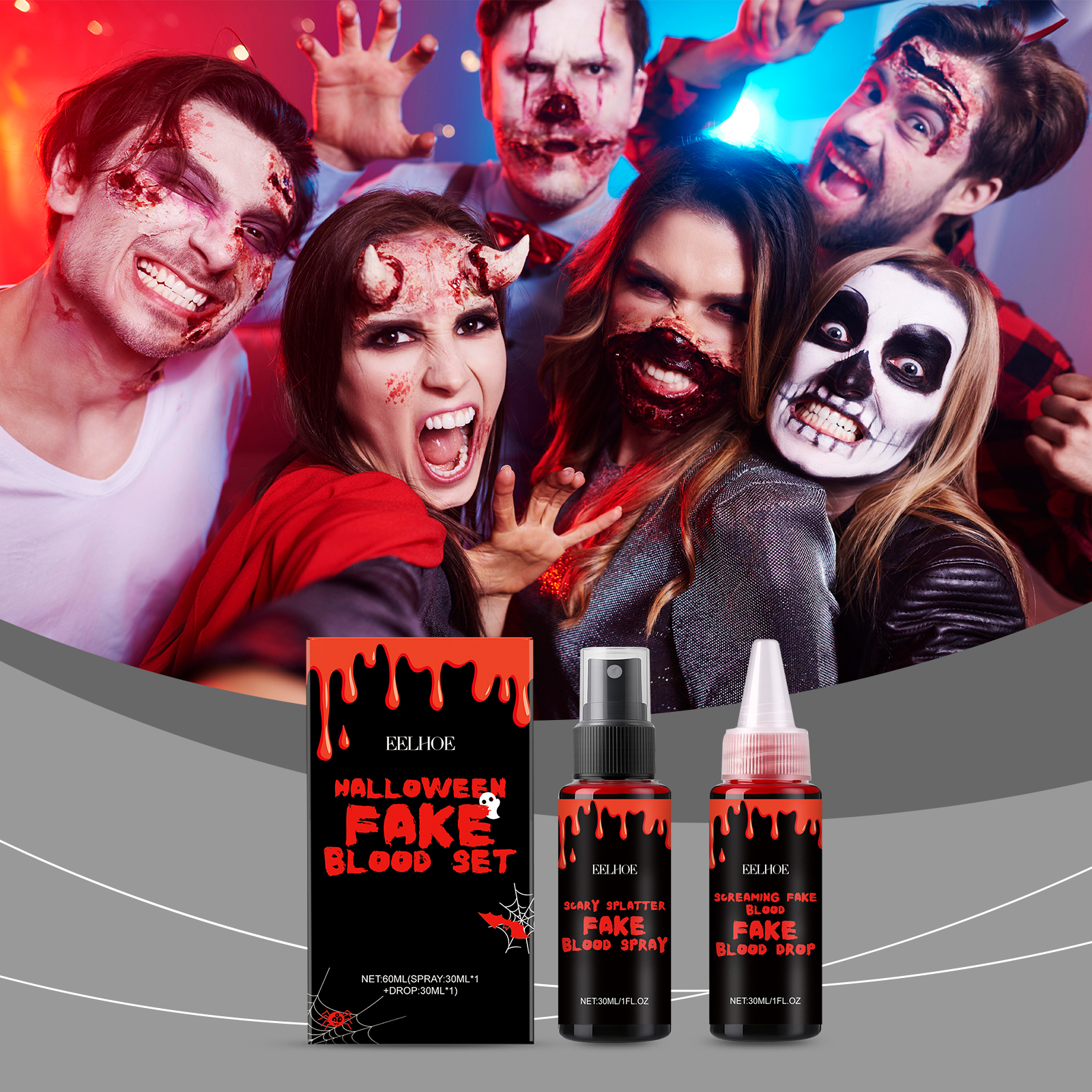 ハロウィンフェイクブラッドセット - お祭りのリアルな特殊効果用のリアルなフェイクブラッドスタイリングセット、外部使用