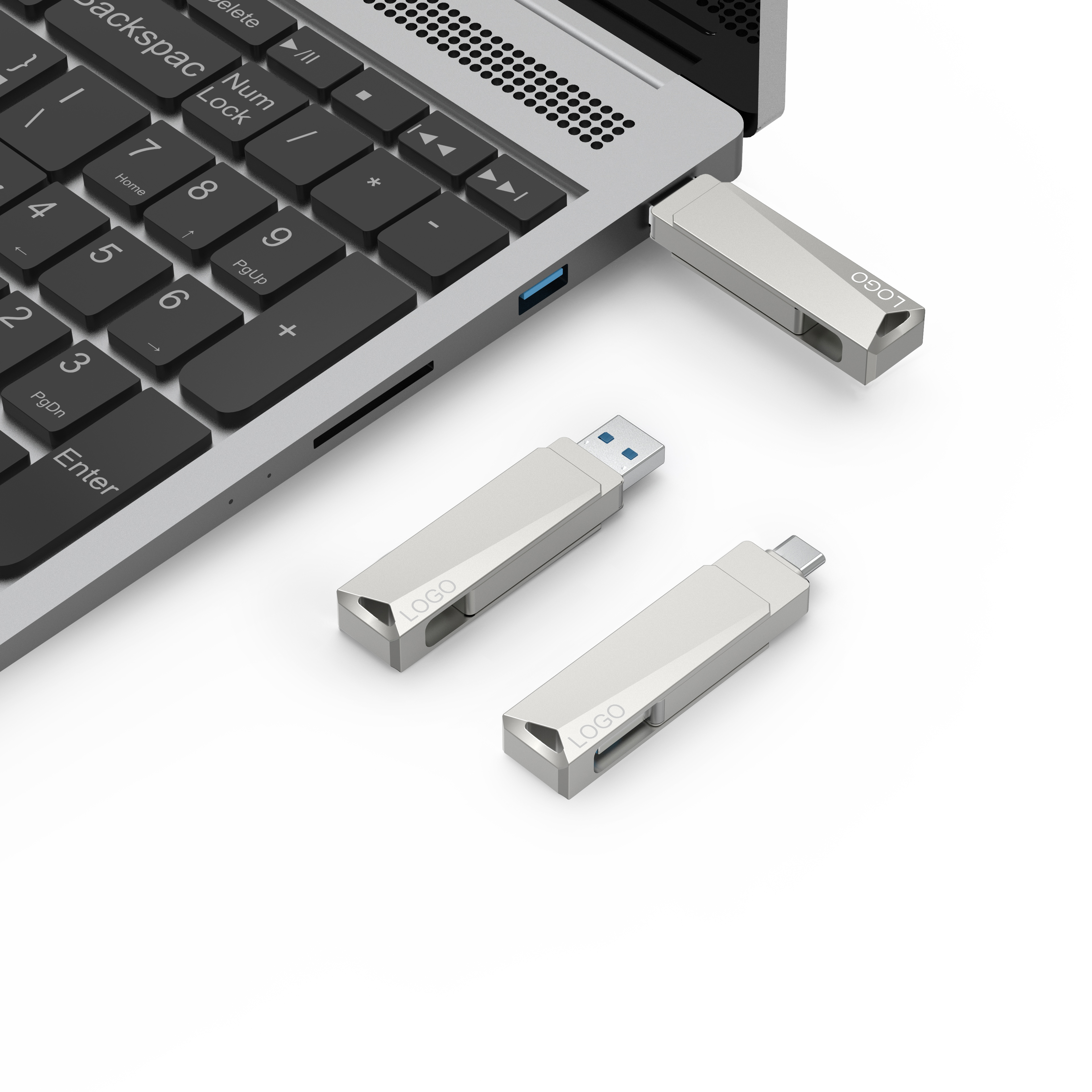 USB 3.0 タイプ C フラッシュドライブ 2 in 1 80MB/s 高速金属 OTG ペンドライブ 64GB 128GB 256GB 512GB PC 電話車用