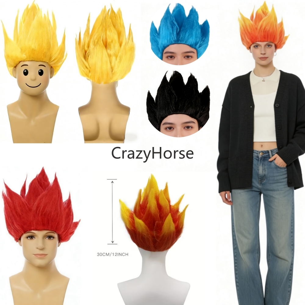 ハロウィン成人男性 Z コスプレサイヤ人かつら悟空アニメ仮装パーティードレスアップ青黄緑赤かつらカーニバル髪