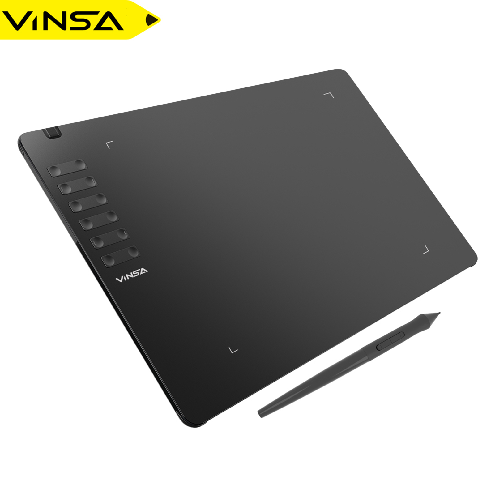 VINSA T1161 グラフィック描画タブレット 超薄型アート作成スケッチ バッテリー不要のスタイラス付き 8 ペン先 8192 レベル筆圧 12