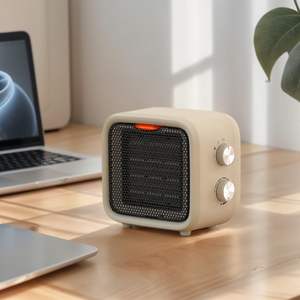 サーモスタット付きのポータブルPTC電気ヒーター。小型ヒーター、暖房モードと送風モードを備えたスペースヒーターで、寝室やオフィスで使用できます。