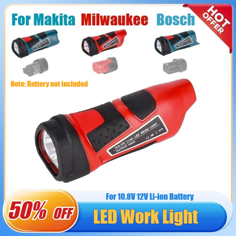 LED 作業灯ランプウォーニングライトマキタ/ボッシュ/ミルウォーキー 10.8V 12V M12 リチウムイオンバッテリーツールパーツ 140LM ポータブルライト