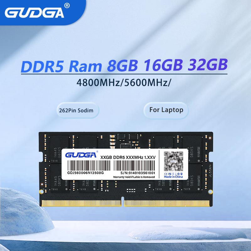 GUDGA 8GB/16GB/32GB DDR5 RAM、5600MHz 4800MHz ノートパソコン用メモリ、SODIMM 262ピン、IntelAMD RAM対応アップグレードモジュール
