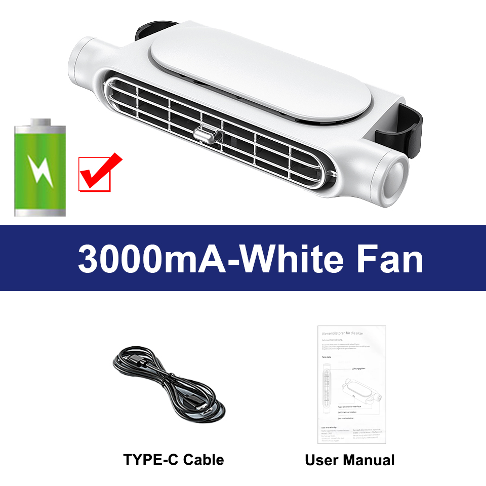 カーシート冷却ファン、3つの速度調整可能な5V USB電源ヘッドレストファン、前部および後部座席用のポータブル後部座席エアベントクーラー、車、SUV、トラック、夏の旅行用のクリップ式自動冷却ファン