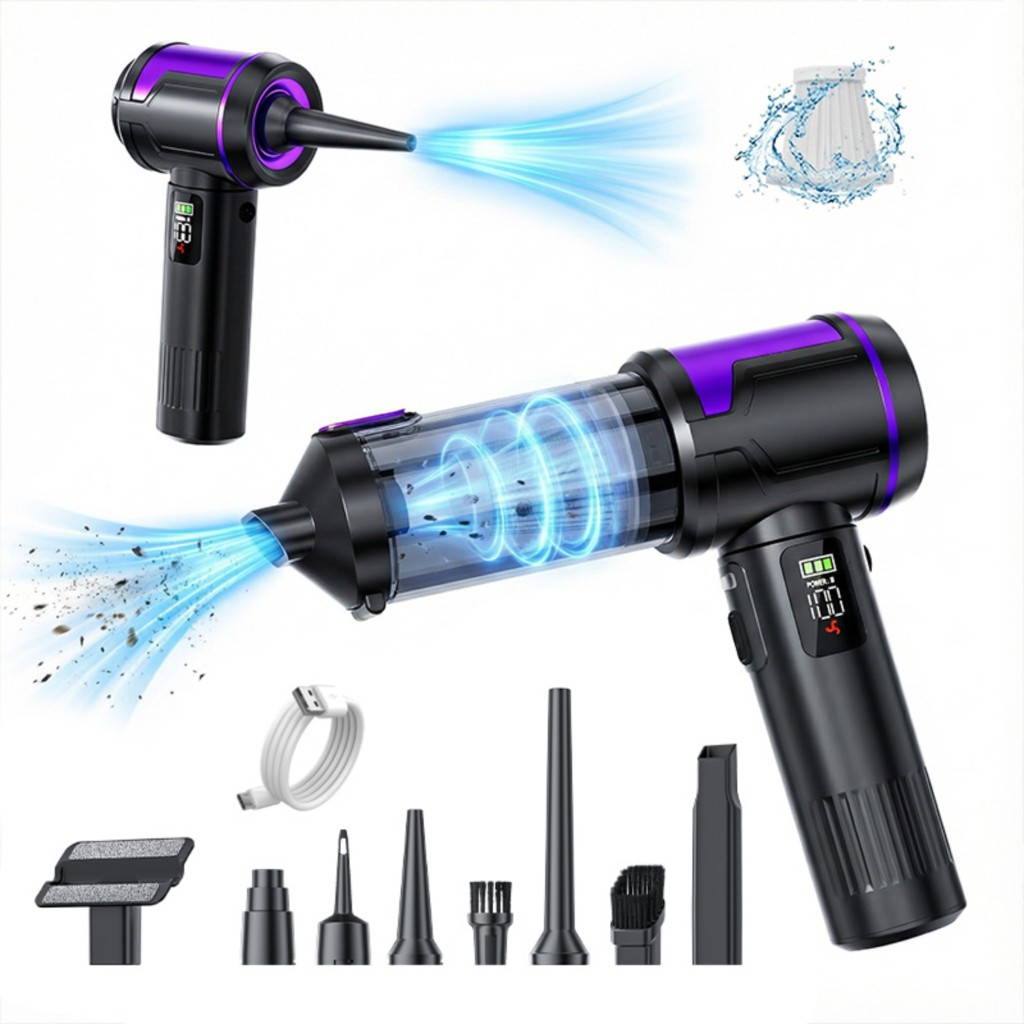 4-in-1 車用掃除機 17000Pa 吸引ポータブルハンドヘルドワイヤレスブラシレスモーター洗浄機強力なエアダスター新