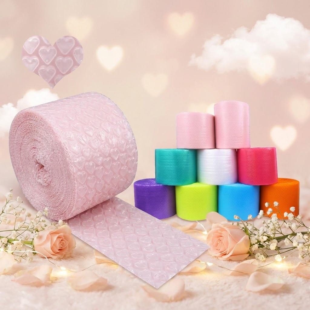 Portable Lovely 6M Heart Shape Bubble Wrap Shockproof Packaging Buffer Bubble Paper Foam Roll Thicked Buffer Packaging Gifts Box