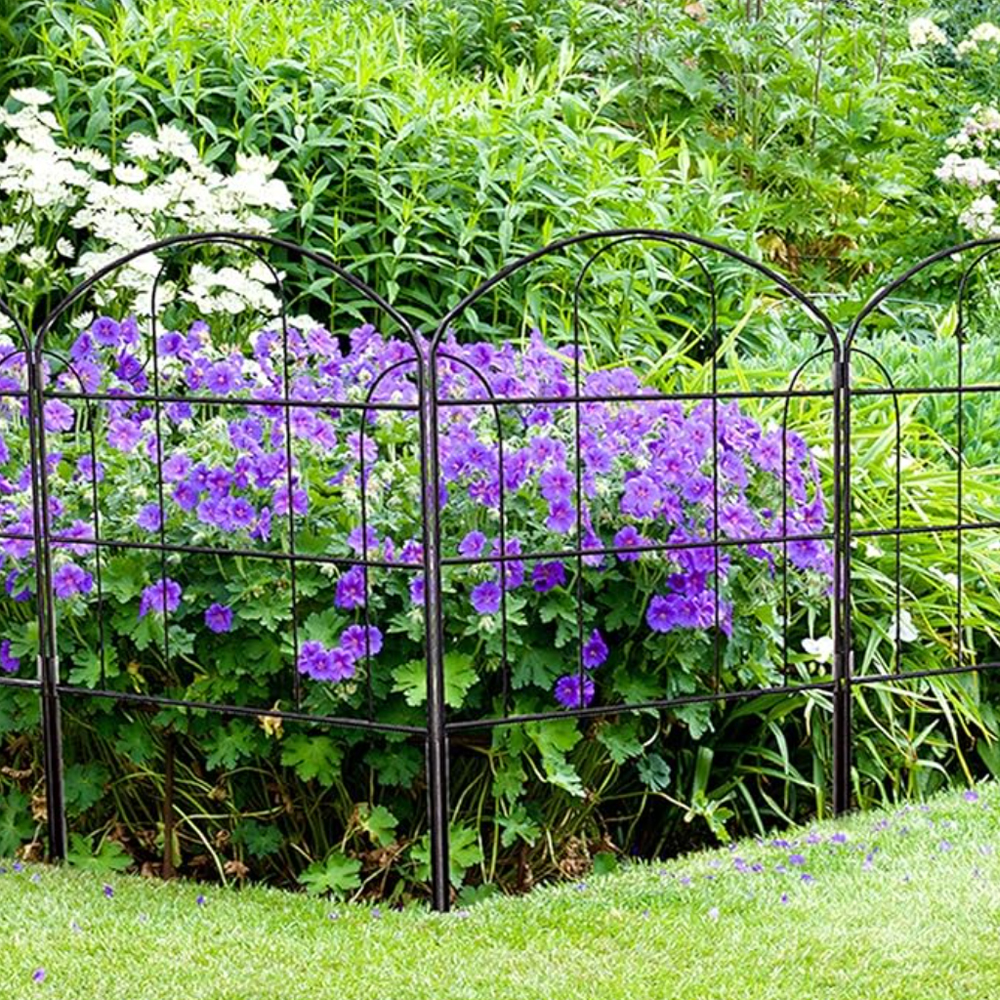 URluna 10pk Decorative Garden Fence, Metal Animal & Dog Barrier, Flower Bed Border Edging, Easy Setup Yard Landscape Edge Fence