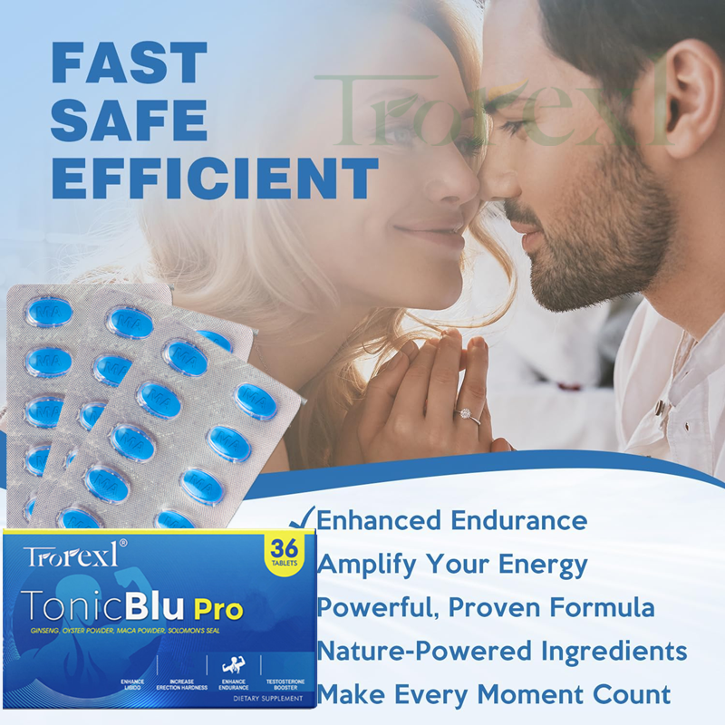 Trorexl-Tonic Blue Pills 36 錠剤 - 高度な男性のパフォーマンスの岩のように硬いスタミナ フロー ブースト|ラボ認定テスト済み