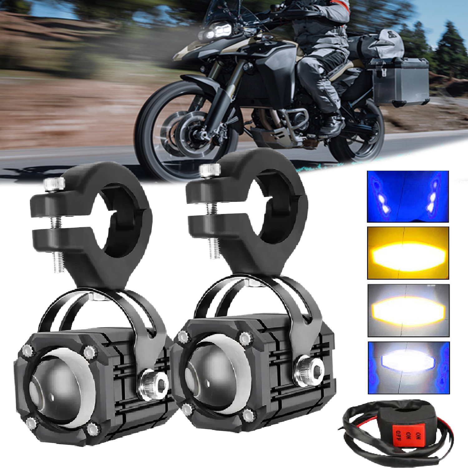 補助スポットライトヘッドライトホワイトストロボレッドブルーデーモンアイフォグランプ BMW R1200GS ADV F800GS F650 K1200S アクセサリー