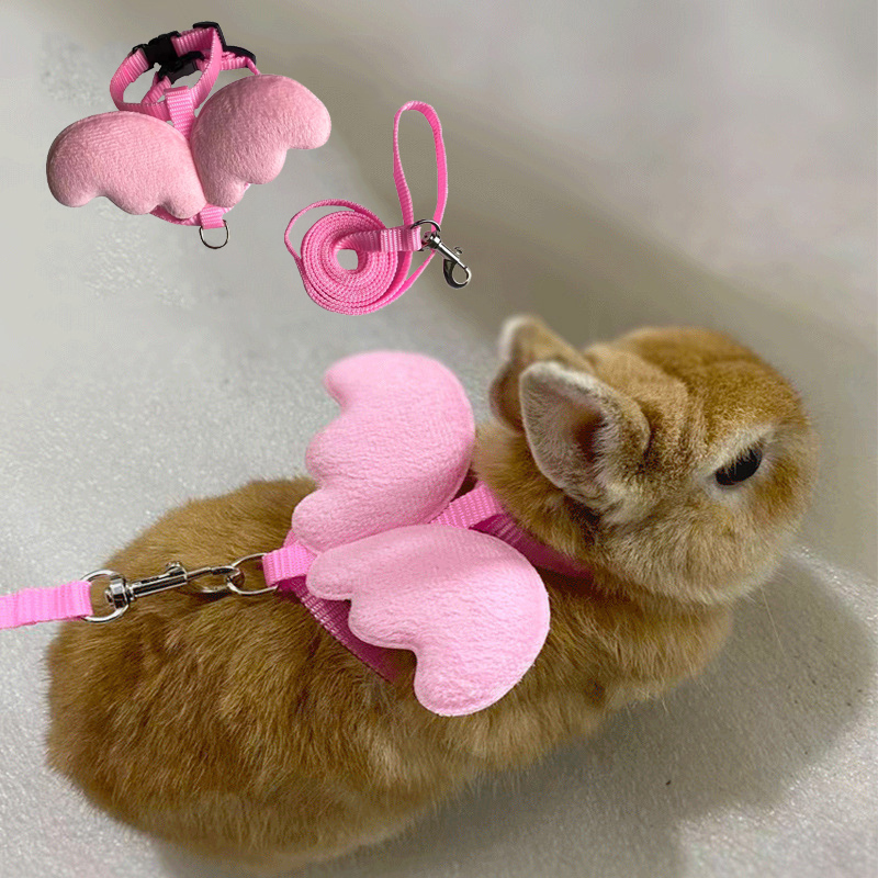 かわいい天使の翼ペットウサギのハーネスとリーシュ猫ウサギ用パーソナライズされたウサギのハーネスバニーアクセサリーハムスターの服