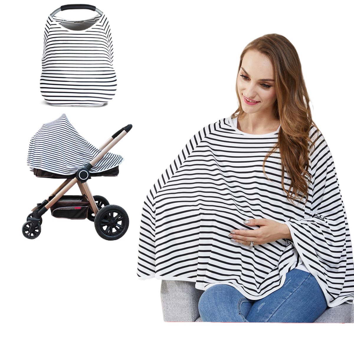 多機能授乳タオル、セーフティシート、サンシェード、フロントガラス、ベビーカー、バスケットカバー、胸カバー。プライバシーラップ