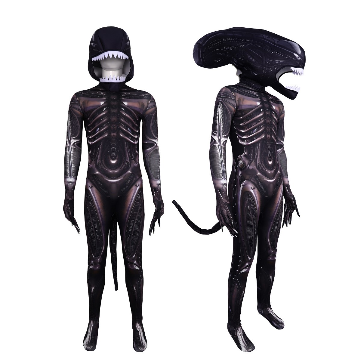 大人のエイリアン Xenomorph コスチューム SF ムービーモンスターハロウィンスペースコスプレ衣装ジャンプスーツドレスアップ衣装