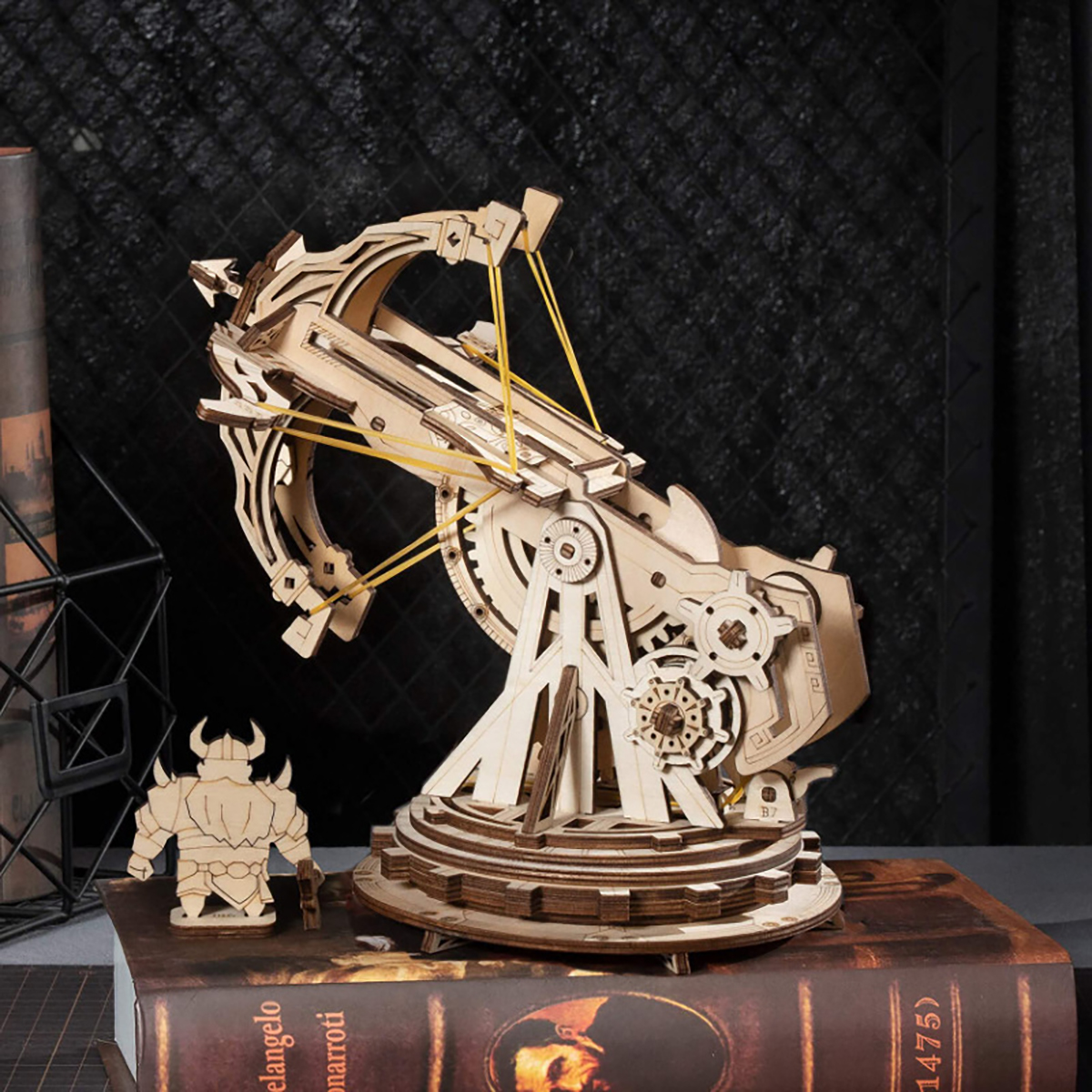 Siege Onager 3D 車木製パズルスケールモデル、DIY モデルキット、手作りギフト、家の装飾、機械モデルキット、組み立て玩具