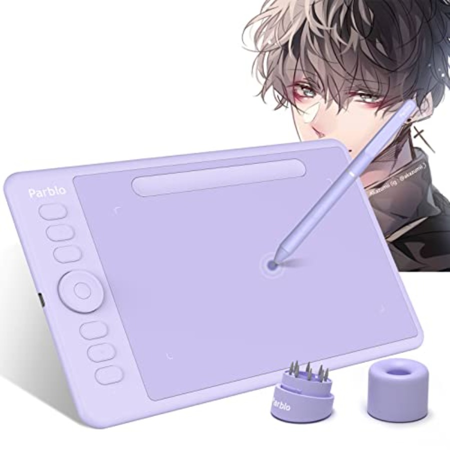 グラフィック描画タブレット 描画グローブ付き 8192 レベル バッテリー不要のスタイラス、コンピュータ、デザイン、オンライン用 7 x 4 インチの描画パッド