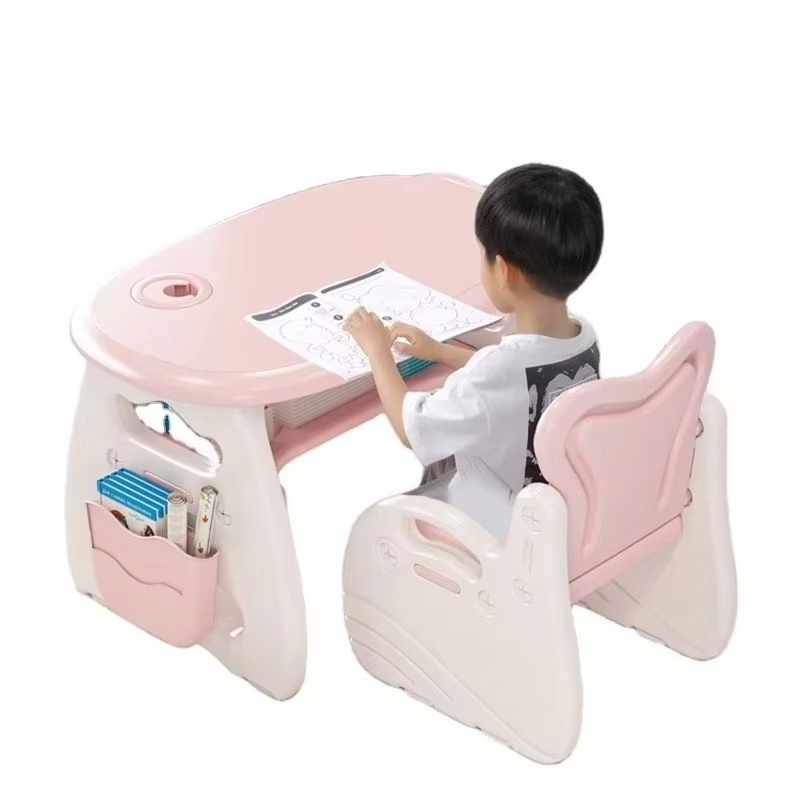 モダンなデザインのテーブルチェアセット子供用魚型高品質プラスチック家具学習キッチン用