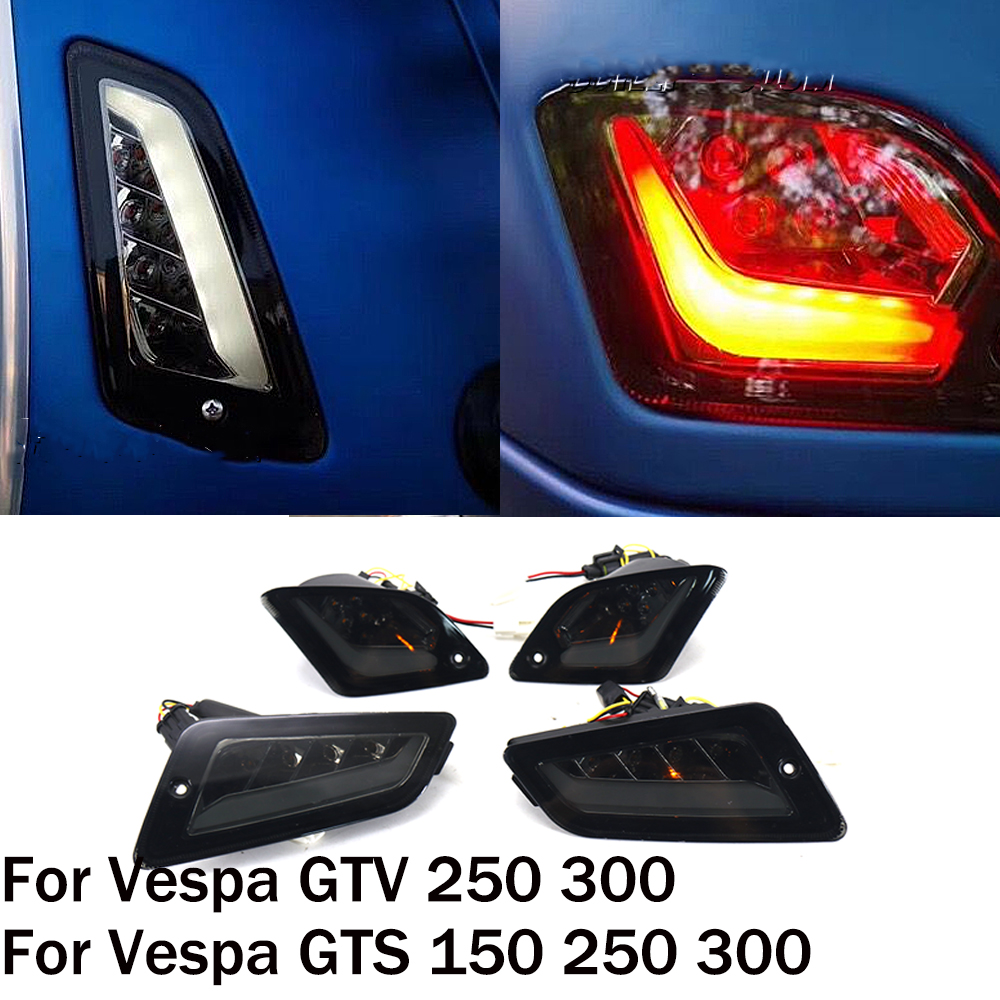 オートバイアクセサリー LED リアとフロントターンシグナルライトベスパ GTS250 GTS300 GTV250 GTV300 GTV 300 250