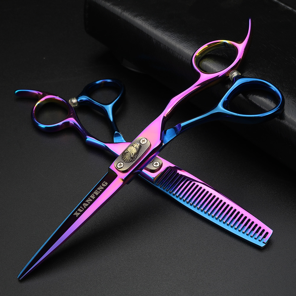 ウルフヘッドカラーヘアはさみ 6 インチ 9cr18 鋼理髪はさみと間伐はさみ