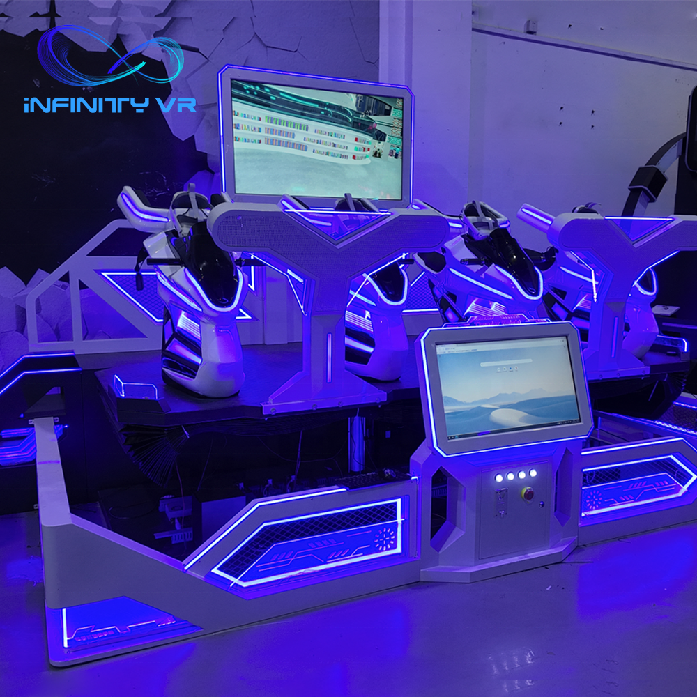 Exciting Vr/Ar/Mr Equipment Vr Arcade Machine 4 Seaters Interactive Virtual Reality Thunder Knight Race Driving Game Simulator