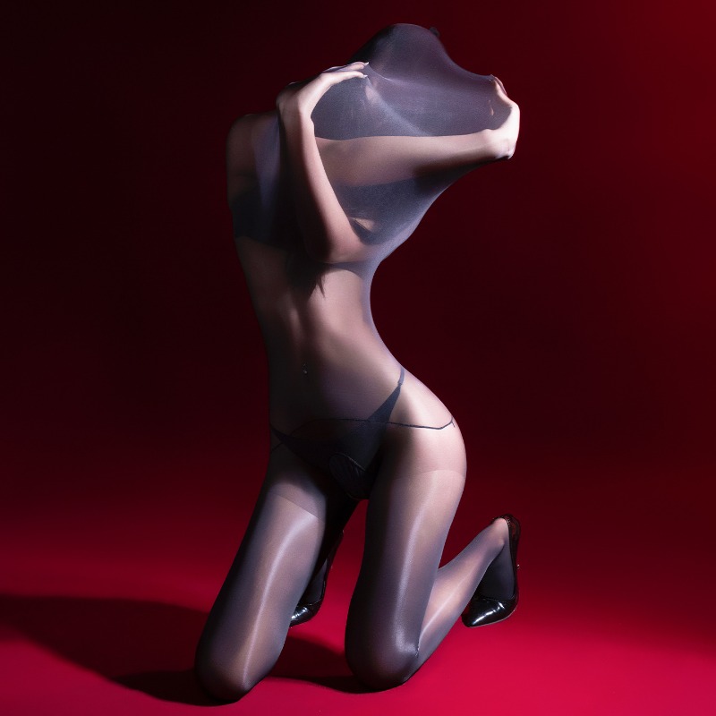 セクシーなユニセックス繭全身ストッキングオイル光沢のある光沢のあるボディスーツ高弾性 5D シースルータイトなレオタード弱虫ゲイランジェリー