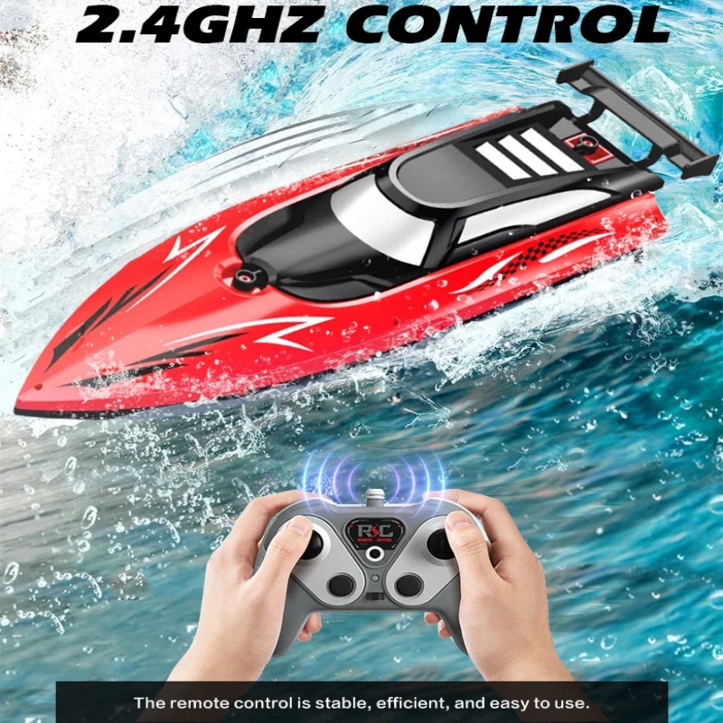 2.4 グラム RC ボート高速リモコンレーシングボートデュアルモーター防水電気プールのおもちゃ 20 分プレイ 50 メートル範囲子供の夏のギフト