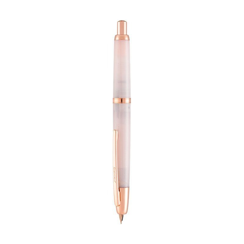 限定カラー！JINHAO 20 プレス式万年筆 ピンクゴールドクリップ 樹脂製 EF F ペン先 コンバーター付き ギフト 文房具 学校用品 10本入り A1